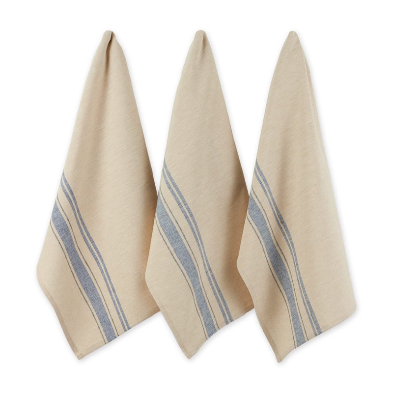 DII French Stripe Dishtowels, Kitchen Collection, 20 x 30 (Set of 3), Nautical Blue - Image 1